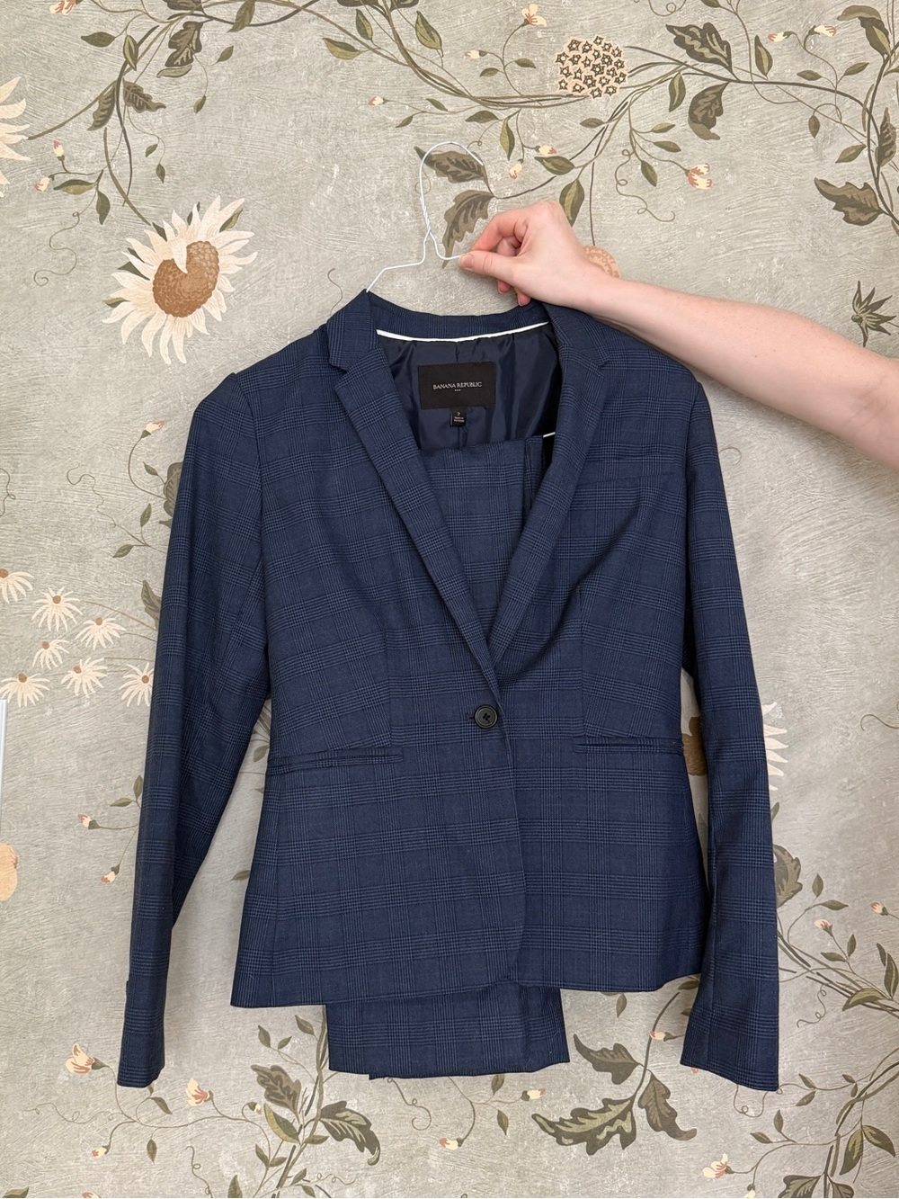 Banana Republic Women's Navy Plaid Blazer